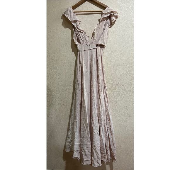 Reformation Champagne Cream Peppermint Ruffle Wrap Maxi Dress - Picture 3 of 5